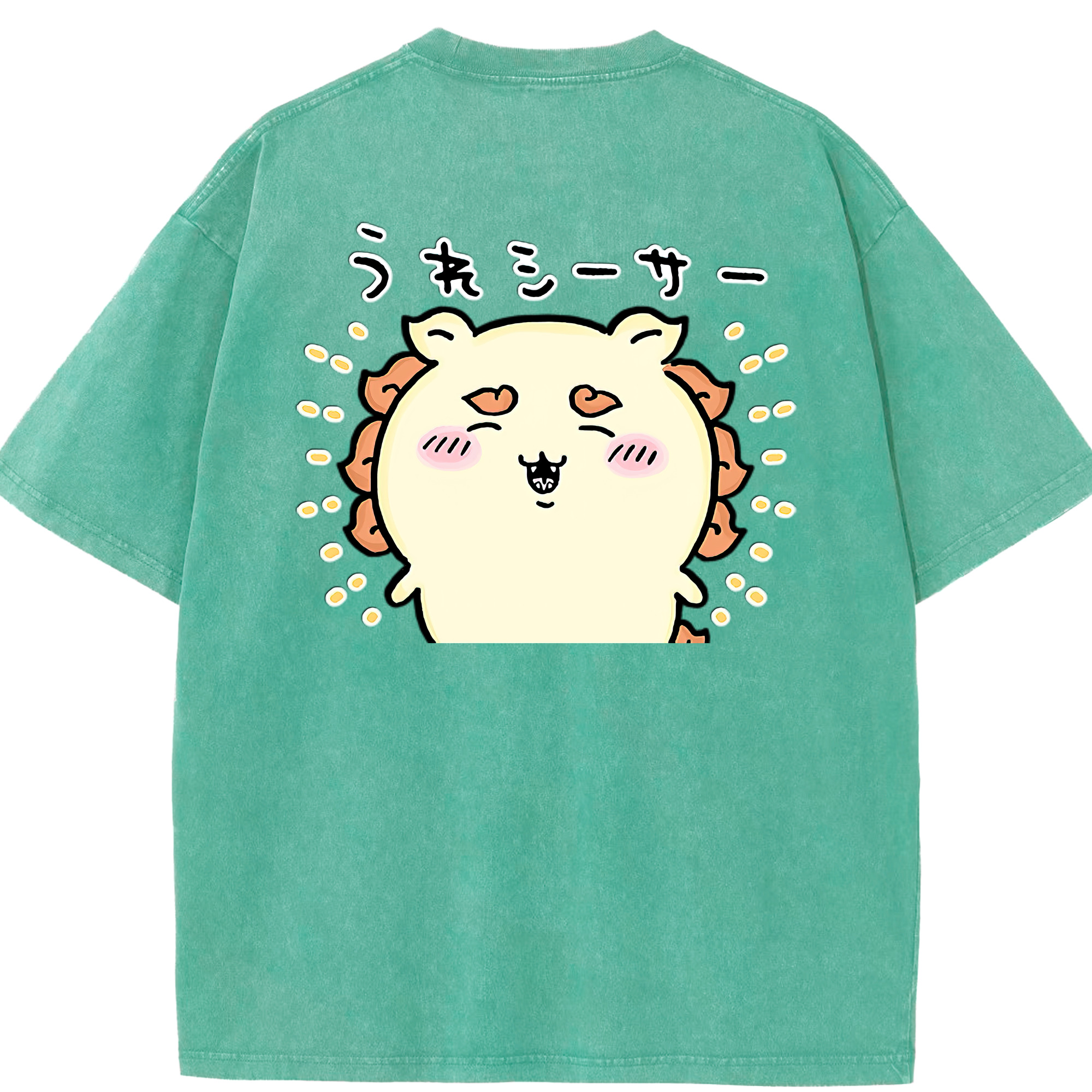 （画像用） ちいかわ シーサー Chii-kawa Shisa 綿100% ヴィンテージ風 半袖Tシャツ（背面プリント）